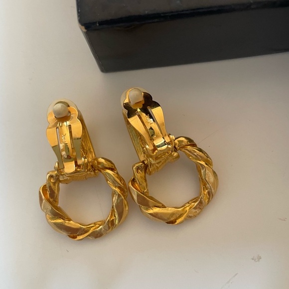 Vintage Yves Saint Laurent gold hoop earrings - Picture 2 of 13